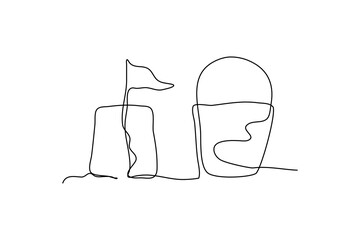 One continuous line of children's toys. Minimalist style vector illustration in white background.