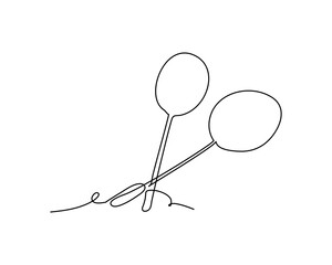 One continuous line of racket. Minimalist style vector illustration in white background.