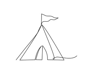 One continuous line of kids toy tent. Minimalist style vector illustration in white background. © Bettermind Graphic
