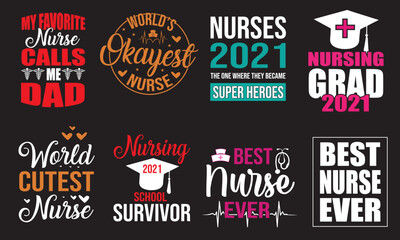 Fototapeta premium Nurse Quotes Svg T-Shirt Design Bundle 