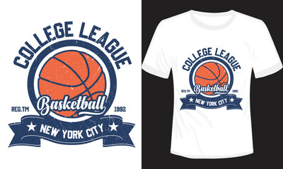 College Leauge Basketball New York City T-shirt Design