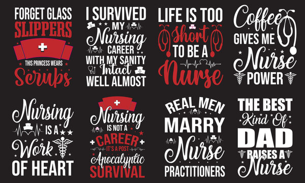 Nurse Quotes Svg T Shirt Design Bundle 
