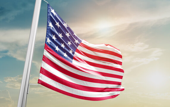 United States national flag cloth fabric waving - Image