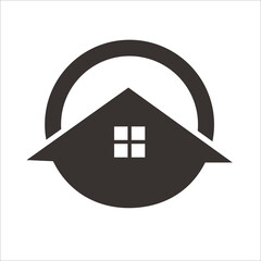 house or home flat icon in the circle