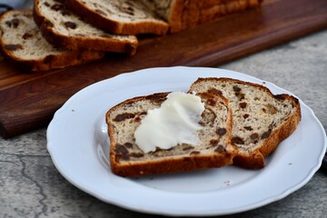 Cinnamon swirled raisin bread
