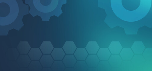 Abstract Technology hexagon cogs design background. Digital futuristic, background Blue and black
