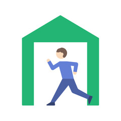 避難所　建物　男性