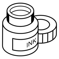An ink pot line isometric icon