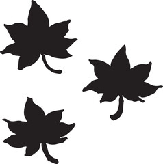 紅葉のシルエットイラスト