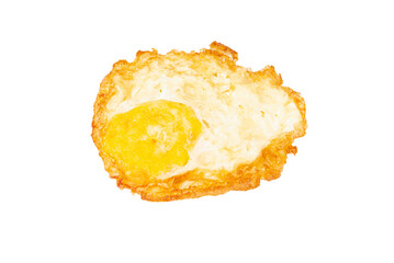 Naklejka na ściany i meble Isolated fried egg. Crispy Fried Egg. Heart disease and Hypertension disease concept.