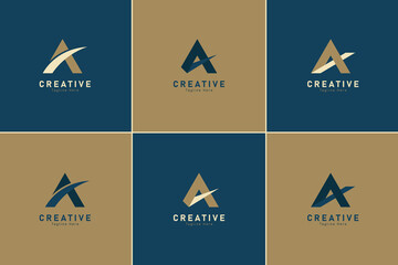 Set of flat design A logo templates