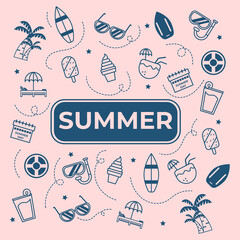 Summer set line art design