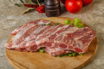 Raw pork ribs for cooking