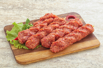 Raw beef kebab minced meat