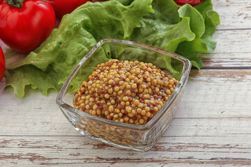 Mustard seeds sauce in the bowl