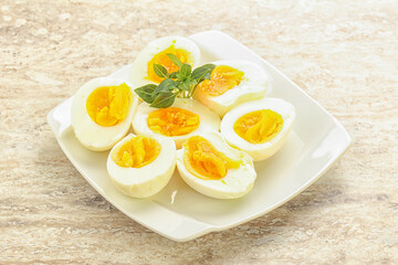 Boiled chicken egg for breakfast