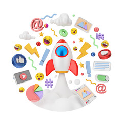 Social Media And Digital Marketing 3D Illustration
