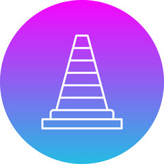 Traffic Cone Gradient Circle Line Inverted Icon