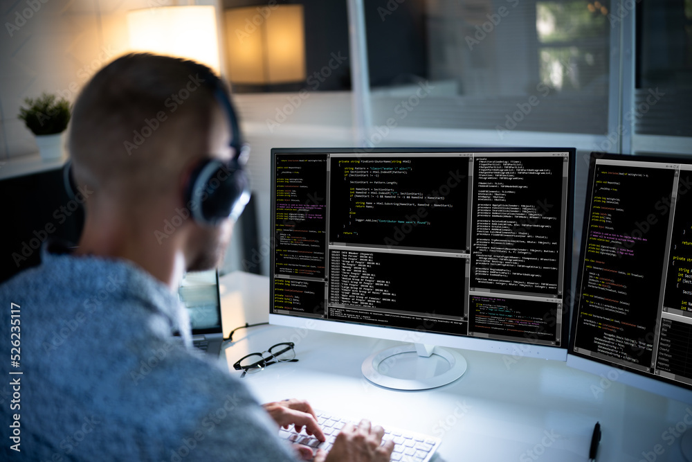 Aufkleber Computer Programmer Writing Program Code On Computer