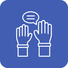 Raise Hand Multicolor Round Corner Line Inverted Icon