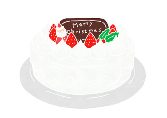 クリスマスケーキのイラスト（版画風）