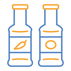 Sauce Bottle Blue And Orange Line Icon