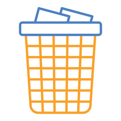 Paper Bin Blue And Orange Line Icon