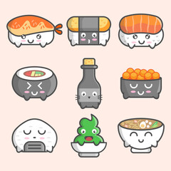 cute Japanese Cuisine character vector art design