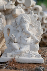 Statue of Lord Ganesha Made from plaster of Paris without color.