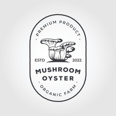 Vector emblem design oyster mushroom organic farm.