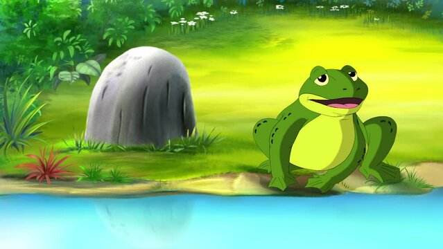 Big Green frog near the pond 4K
