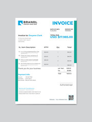 Clean modern payment invoice template