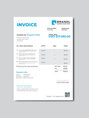 Clean modern payment invoice template