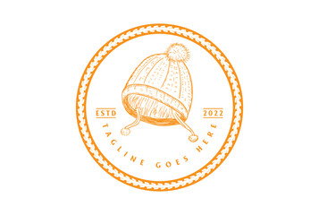 Circular Vintage Retro Ski Winter Baby Hat Cap for Fashion Store Logo Design