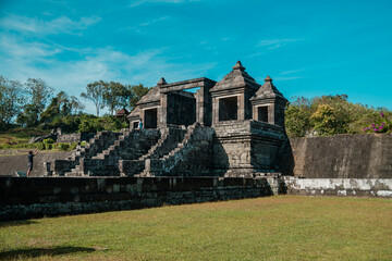 Fototapeta na wymiar Ratu Boko Temple, an ancient site in the form of a building made of rock which was a complex of the king's palace building in the 8th century