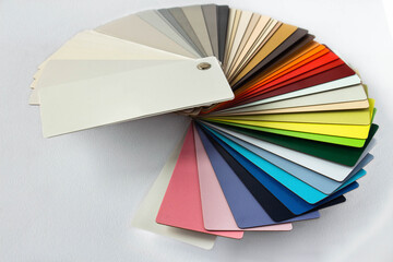 Color guide displaying a range of hues for use in interior design and decoration. Colorful color...