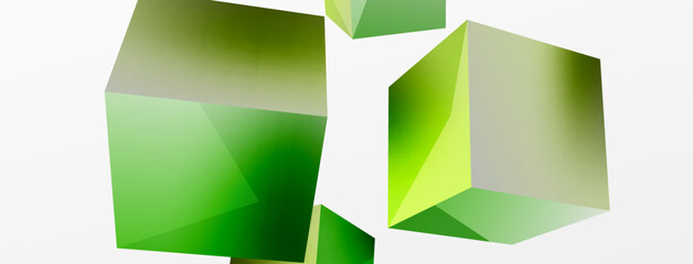 Fototapeta premium 3d vector abstract background. Flying cubes composition. Trendy techno business template for wallpaper, banner, background or landing