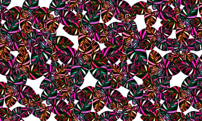 Abstract colorful leaves  red ,green,pink and blue  glow color ,modern art background