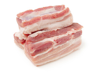 Pork belly on white background