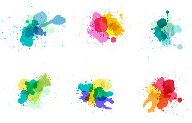 Rainbow colors watercolor paint stain