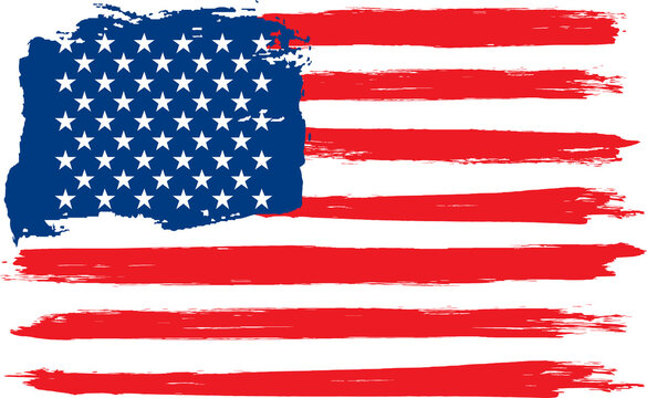 Grunge brush stroke watercolor of American flag