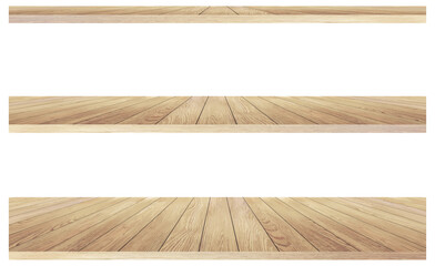collection of wooden shelves on an isolated