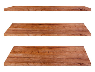 Obraz premium collection of wooden shelves on an isolated