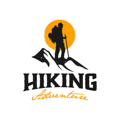 vintage logo hiking adventure template illustration