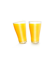 glass of fresh orange juice isolated on a white background