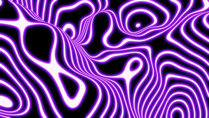 Abstract neon glowing background, 3D purple fantasy lines on black - obrazy, fototapety, plakaty
