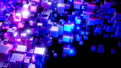 Abstract technology background with 3D cubes in space