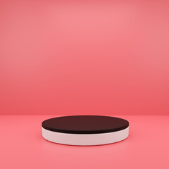 White and black 3d rendering stage podium display for product presentation with pink background