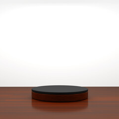 3d rendering of wooden stage podium and wooden floor display for product presentation