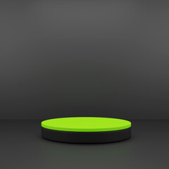 Light green and black 3d rendering stage podium display for product presentation